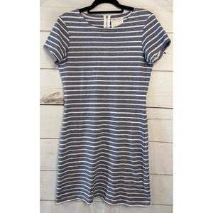 Sail‎ to Sable Womens Blue White Striped Short Sleeve Back Zip T-Shirt Dress M